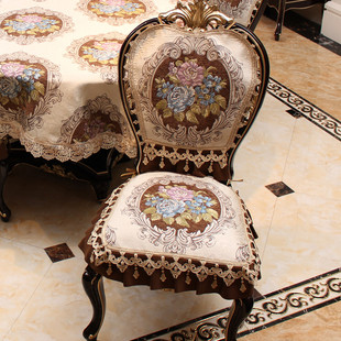 欧式餐椅垫套装高档奢华防滑四季通用椅子垫椅子，套圆形餐桌布桌旗