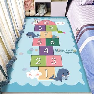 儿童卡通跳房子地毯宝宝，爬行垫水洗，地垫幼儿园早教卧室满铺床边毯