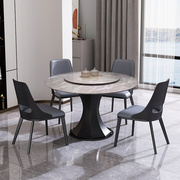 大理石餐桌圆桌带转盘圆餐桌旋转圆形实木家用现代轻奢餐桌椅