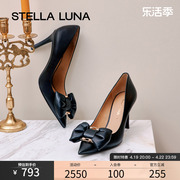 stellaluna女鞋春夏高跟鞋时尚，尖头蝴蝶结装饰时尚高跟单鞋