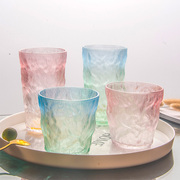 网红渐变冰川纹玻璃杯套装夏季女生ins风彩色喝水杯子高颜值家用