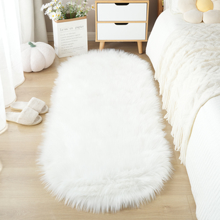 椭圆形羊毛可爱小地毯卧室床边毯ins风网红少女公主房间拍照地垫
