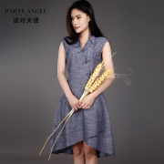 LPARTY收腰连衣裙夏短/partyangelpartyangel棉麻中式盘扣ANGEA型