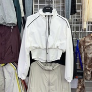 2024春秋韩版设计感假两件半拉链，套头防晒衣，时尚辣妹薄外套女