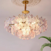 法式轻奢客厅吊灯创意五叶花玻璃水晶灯简约现代卧室餐厅中山灯具