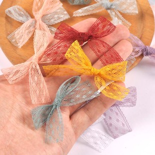 韩版蕾丝圆点可爱蝴蝶结丝带头饰发夹配件DIY礼物盒装饰材料20个