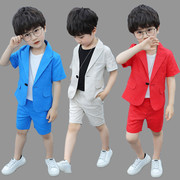 夏季儿童短袖西服套装韩版宝宝薄款男童小西装花童礼服演出服