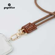 gogoblue牛皮系列斜挎户外手机挂绳，美拉德色系，挂绳含不锈钢夹片