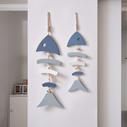 地中海风格木质蓝白鱼串挂件海洋风家居装饰品蓝白小鱼(白小鱼)墙壁饰挂饰