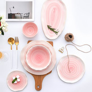 欧式金边陶瓷餐具日式盘子创意，西餐盘牛排盘，家用菜盘汤碗饭碗碟子
