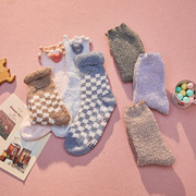 GUKOO/果壳冬季保暖地板袜卡通加绒珊瑚单双装女袜可爱舒适