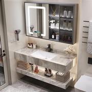 北欧亮面岩板陶瓷盆卫生间双层洗漱台洗手池洗脸池组合盆柜浴室柜