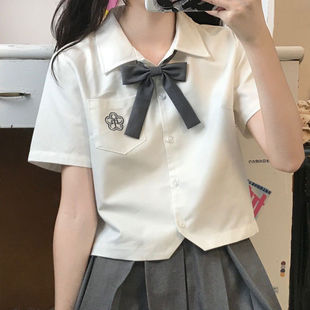 jk制服短袖衬衫女日系，夏季百搭外穿学院，风少女短款上衣百褶裙套装