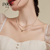 jxrx双层爱心珍珠项链女款轻奢小众，叠戴锁骨链14k金颈链(金颈链)心形吊坠