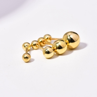 高级感韩国流行10k14k金黄金(金黄金，)耳钉金球，转运珠螺丝螺纹耳钉耳骨