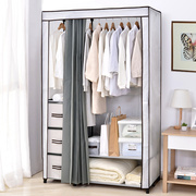 简易衣柜家用卧室加固加粗单人，布衣柜(布衣柜，)挂衣柜带抽屉组装衣橱