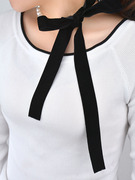 欧美夸张时尚珍珠丝带，项圈可调节长度黑色，缎带项链蝴蝶结项饰品
