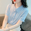 夏季娃娃领短袖衬衫女装夏装2023年时尚女士衬衣气质打底上衣