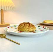 波普风盘子彩色波点陶瓷沙拉盘艺术手绘圆点早餐浅盘个性餐具
