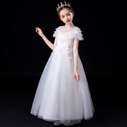 2023女童公主裙中大童礼服，儿童婚纱花童礼服主持人钢琴演出服纱裙
