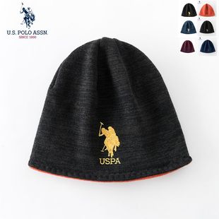 u.s.polo assn.秋冬季圆顶针织帽保暖套头毛线帽 男女休闲帽子