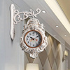 时尚双面挂钟客厅家用拐角现代简约美式钟表北欧复古创意挂墙装饰