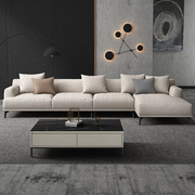 现代简约布艺沙发小户型北欧科技，布乳胶(布乳胶，)三人转角贵妃组合沙发网红