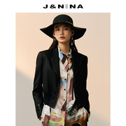 j&nina捷恩尼纳时尚，气质翻领单排扣小西装外套女百搭短款外套