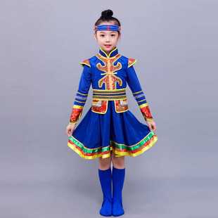 高档蒙古舞蹈儿男女童，演出服少数民族服装男童蒙族，服装裙袍藏服舞