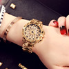 金色女表钢带时装表手链表，璀璨钻陀飞轮时尚女士手表大表盘