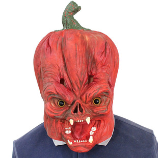 万圣节pumpkin南瓜头面具搞怪假面舞会装扮演出头套鬼节乳胶