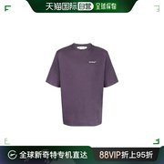 香港直邮Off-White灰紫色T恤男士圆领字母印花logo宽松长款短袖