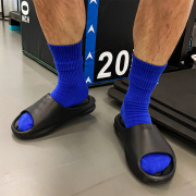 男士蓝色系运动袜加厚毛巾，底中筒吸汗运动棉袜，常规夏季潮流运动袜