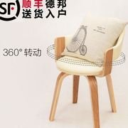 实木转椅电脑椅家用靠背布艺，休闲现代简约餐椅旋转椅办公椅子皮革