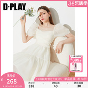 dplay德帕拉2024夏装白色，连衣裙泡泡袖长裙气质公主，裙初恋裙子女