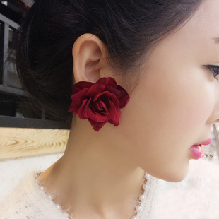925纯银超值优雅DIY玫瑰花朵可爱唯美耳环女耳饰银针耳钉
