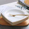 创意骨瓷方形菜盘盘子家用欧式金边陶瓷碟子西餐餐盘深汤盘套装