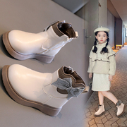 女童马丁靴2023秋冬公主鞋，黑色英伦短靴软底，儿童鞋子女孩靴子