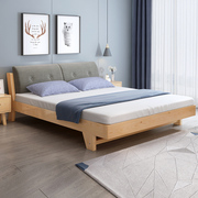 实木床现代简约1.5m主卧双人床1.8米白色软包家用1.2单人床经济型