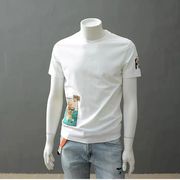 2022男士短袖印花卡通趣味贴布T恤圆领休闲夏季潮牌宽松上衣