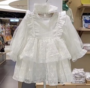 韩国童装22春女宝超仙白色网纱连衣裙儿童，生日礼服公主裙b5