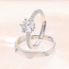 925纯银1克拉钻戒仿真钻石戒指女结婚求婚情侣可调节对戒订婚指环