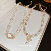 法式复古珍珠双层项链小香风气质锁骨链高级感设计颈链项饰女