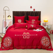 婚床八件套新婚庆四件套大红色龙凤被套被子婚礼婚房床上用品