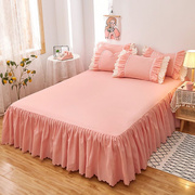 韩版床裙单件公主风床罩式床套保护套防滑床盖纯色床单单件