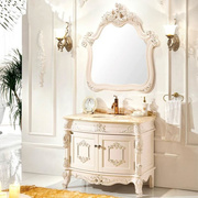 欧式橡木浴室柜组合实木洗脸盆，柜双盆大理石洗漱台盆，卫浴智能镜柜
