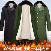 超厚东北羊皮大衣男款冬季中长羊毛保暖棉袄军大皮毛一体风衣外套