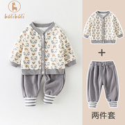 男宝宝秋装套装0一2岁婴儿衣服秋季卡通，开衫上衣休闲打底裤两件套