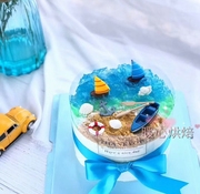 海洋生日蛋糕装饰摆件沙滩海星甜品配件帆船救生圈太阳伞游艇