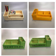 讲台物品收纳盒diy长方形讲桌粉笔盒木质置物架办公桌盒讲台桌面